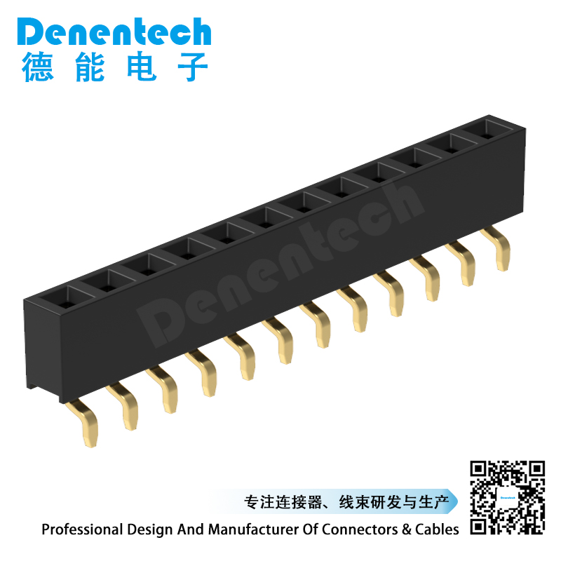 Denentech best selling 2.54MM female header H5.7MM single row right angle SMT female header connector 